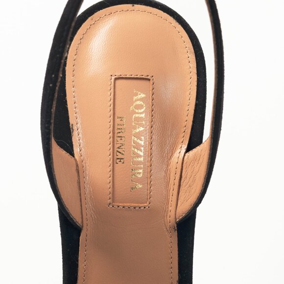 Aquazzura Kiki Sling 85 Black Suede Knotted Heels - Picture 9 of 10